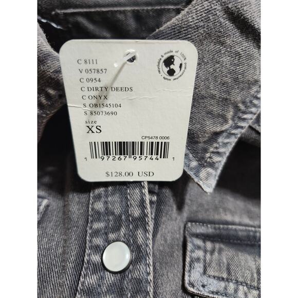 NEW Free People Dirty Deeds Onyx Black Button Up Shirt XS - Picture 7 of 7